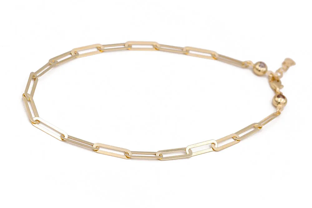 14K Yellow Gold Fashion Link Ankle Bracelet