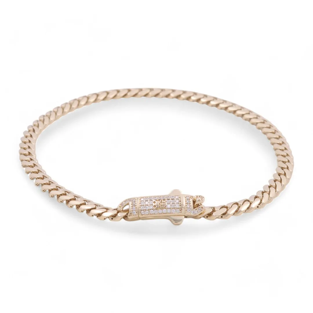 14K Yellow Gold Women’s Anklet Bracelet / CZ /Size 10" 5mm / Weight: 13.3 GR / COAB4MON5-10