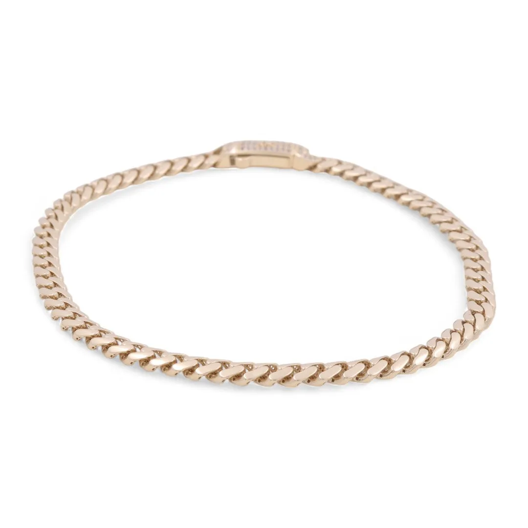 14K Yellow Gold Women’s Anklet Bracelet / CZ /Size 10" 5mm / Weight: 13.3 GR / COAB4MON5-10