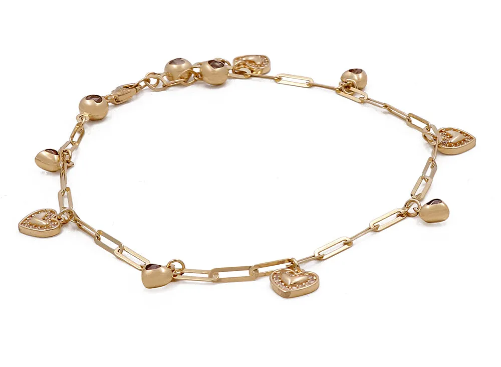 14K Yellow Gold Women's Fashion Beads Ankle Bracelet