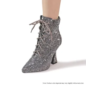 BAE-1 HIDDEN PLATFORM FULL RHINESTONE BOOTIE - BLACK