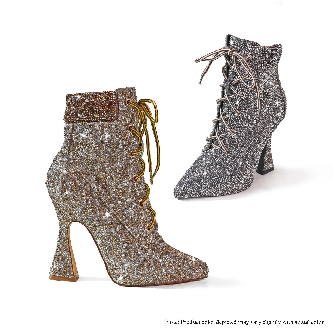 BAE-1 HIDDEN PLATFORM FULL RHINESTONE BOOTIE - BLACK