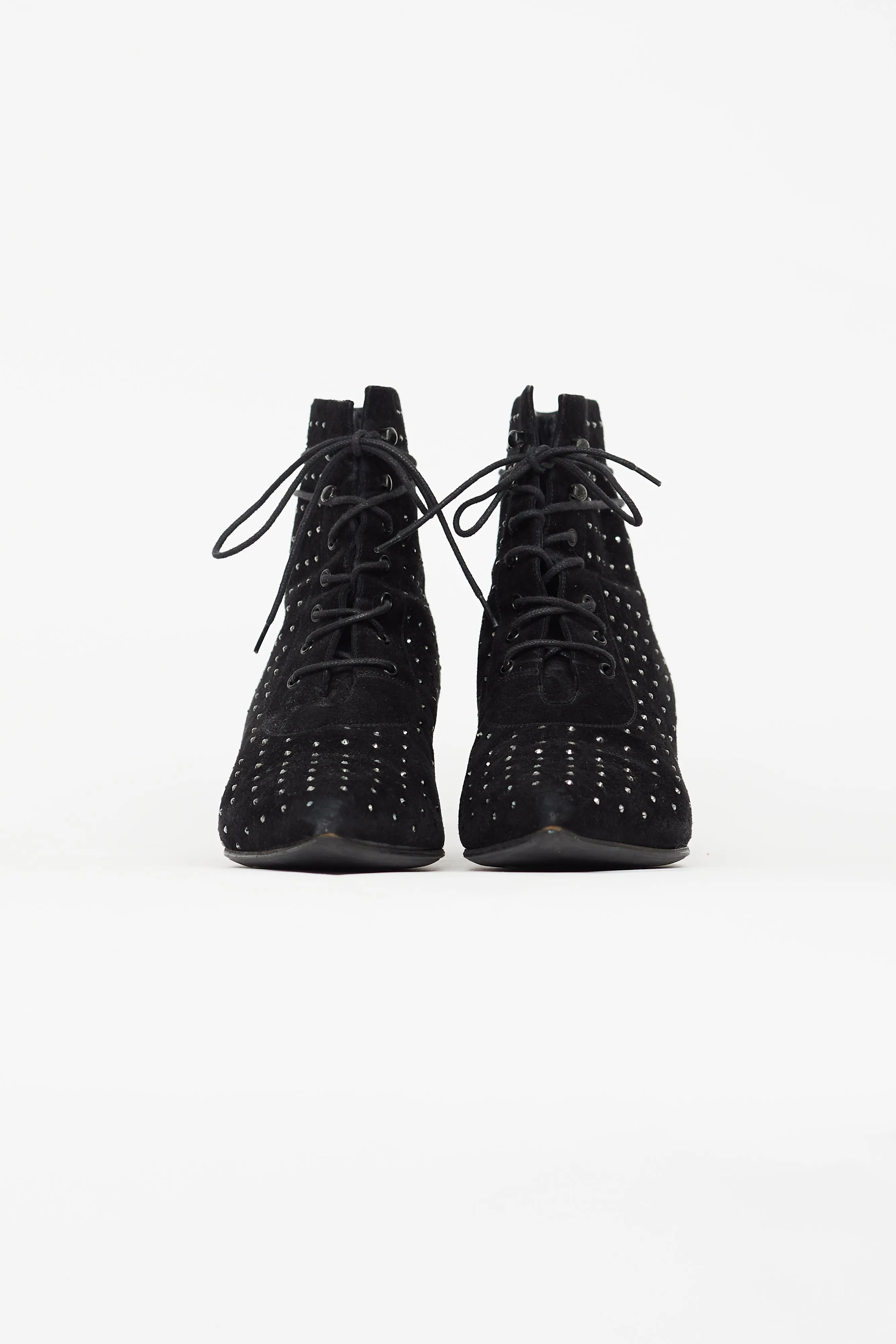 Black 50 Suede Rhinestone Bootie