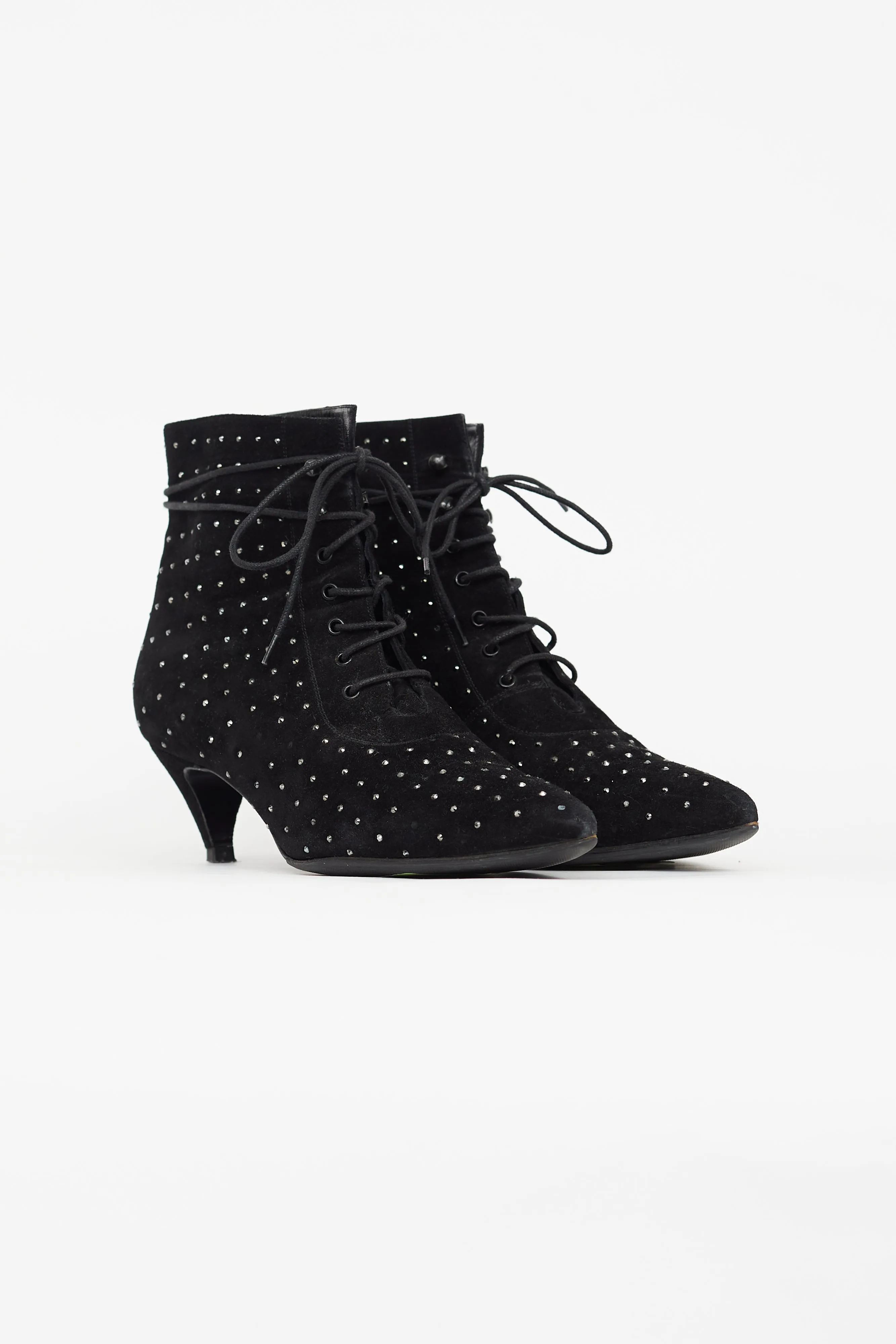 Black 50 Suede Rhinestone Bootie