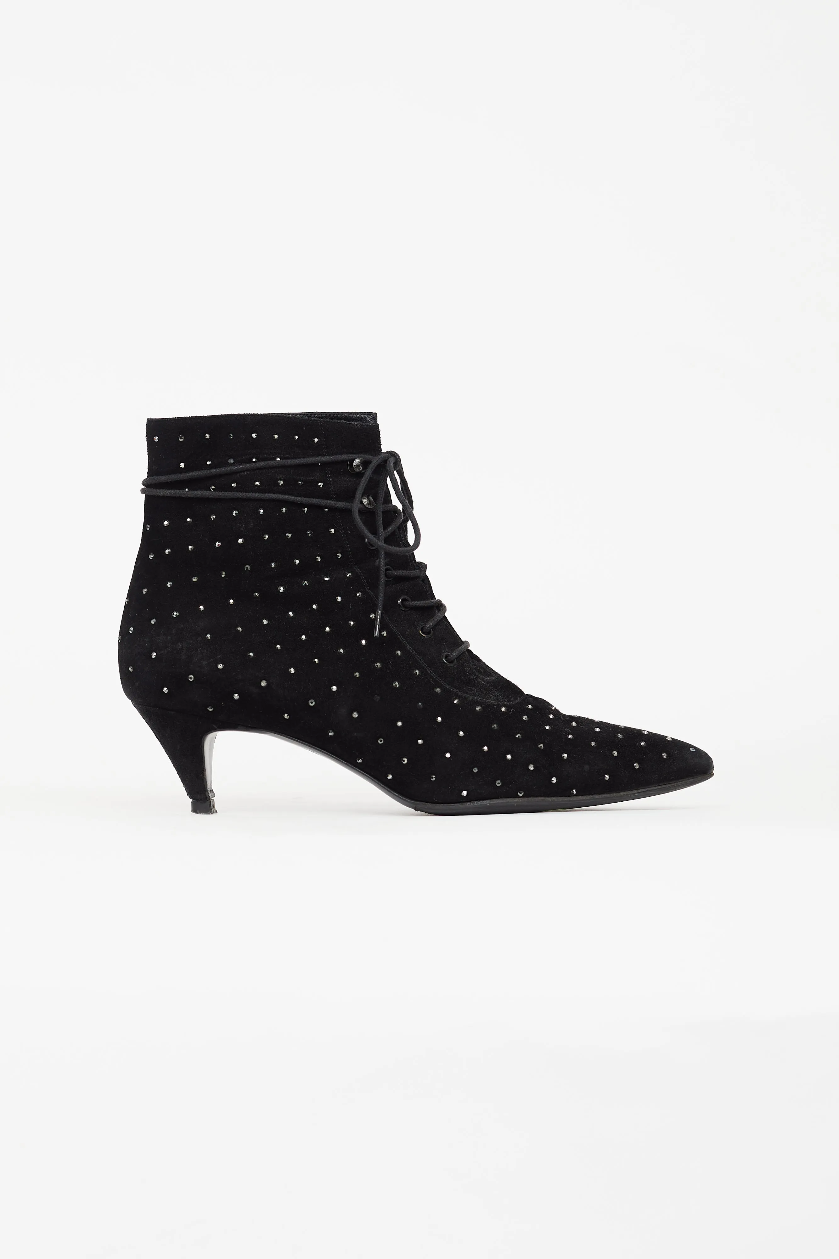 Black 50 Suede Rhinestone Bootie