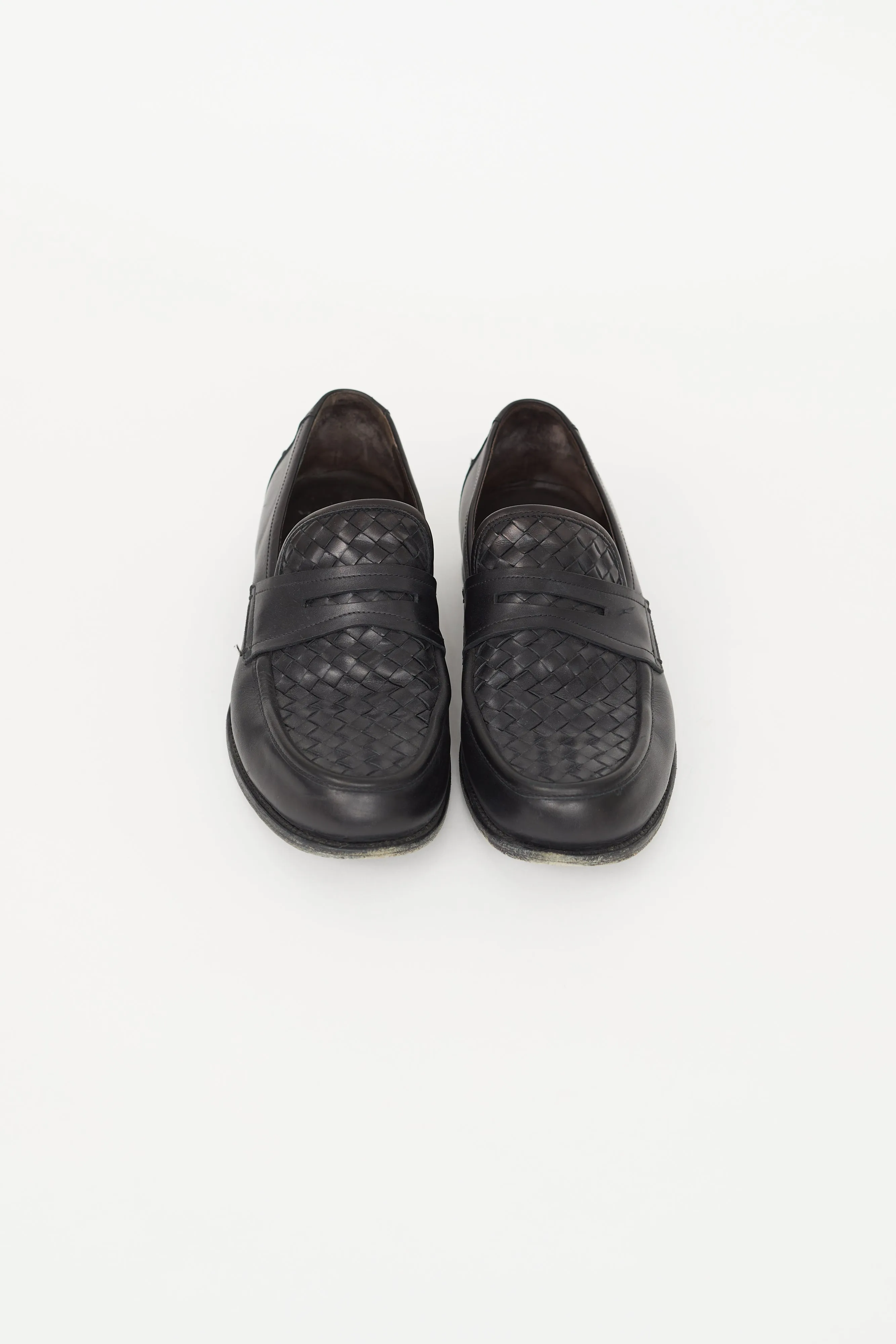 Black Intrecciato Leather Loafer