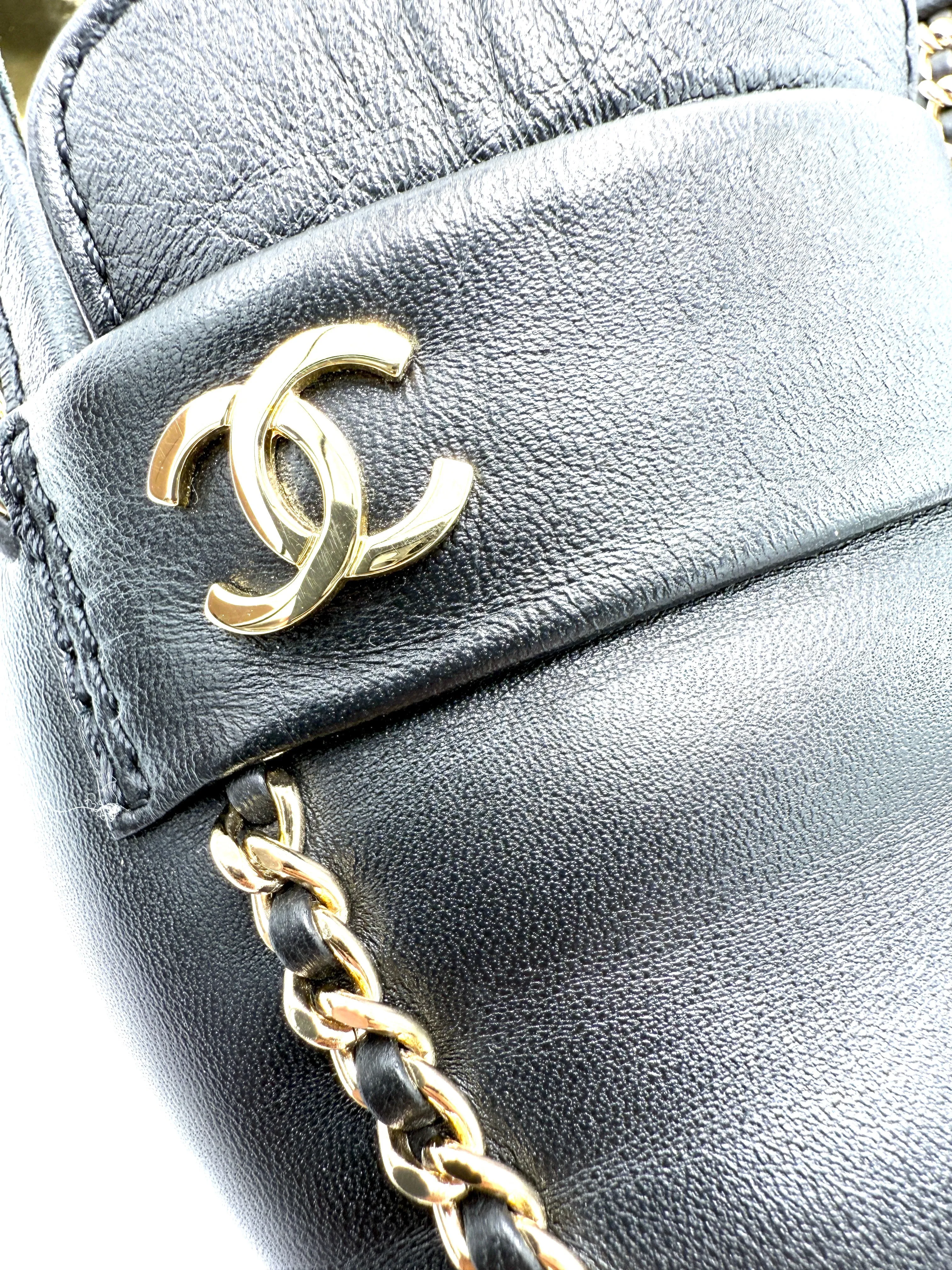 Black Lambskin Chain Mosaic Loafers
