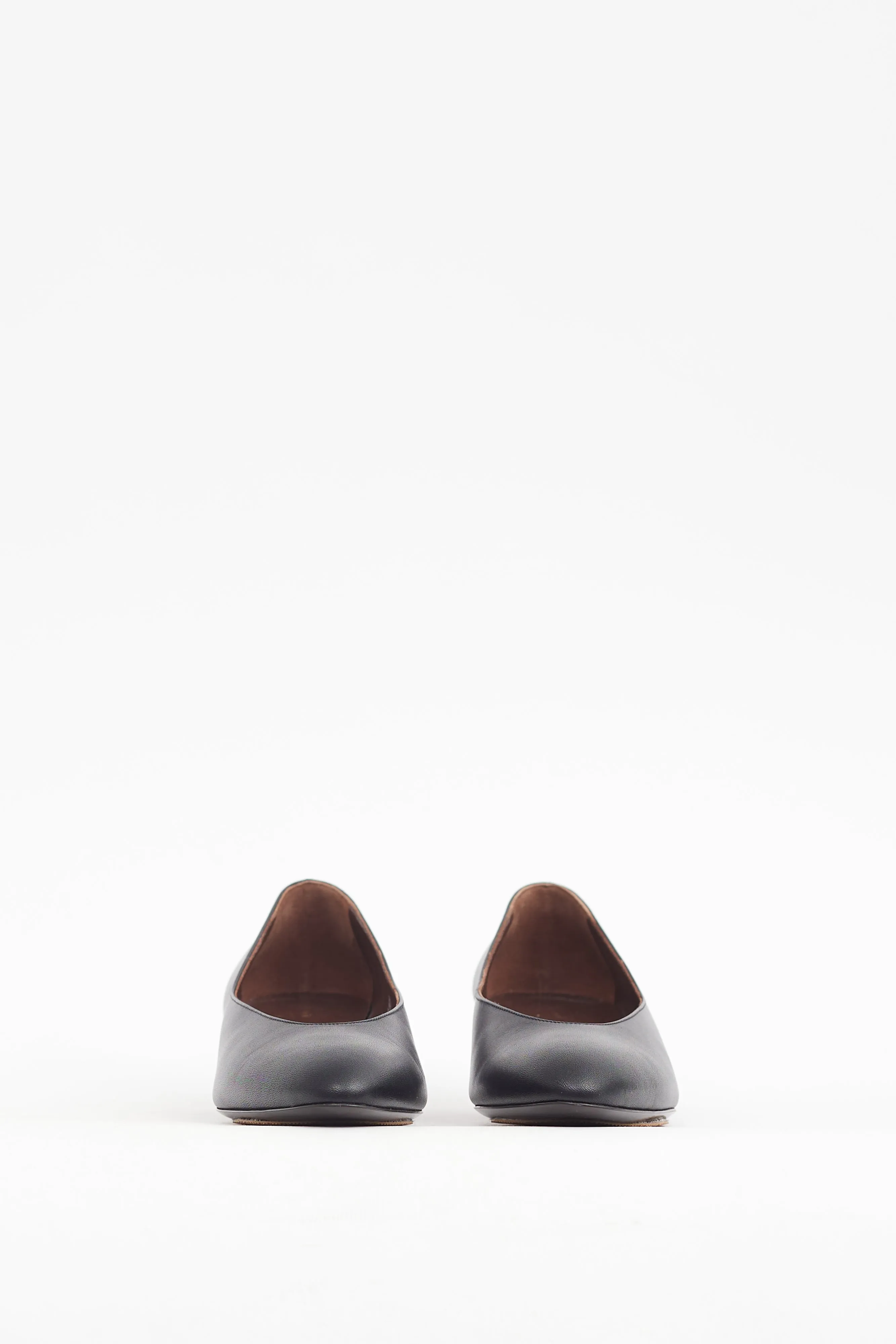 Black Leather Almond Pump