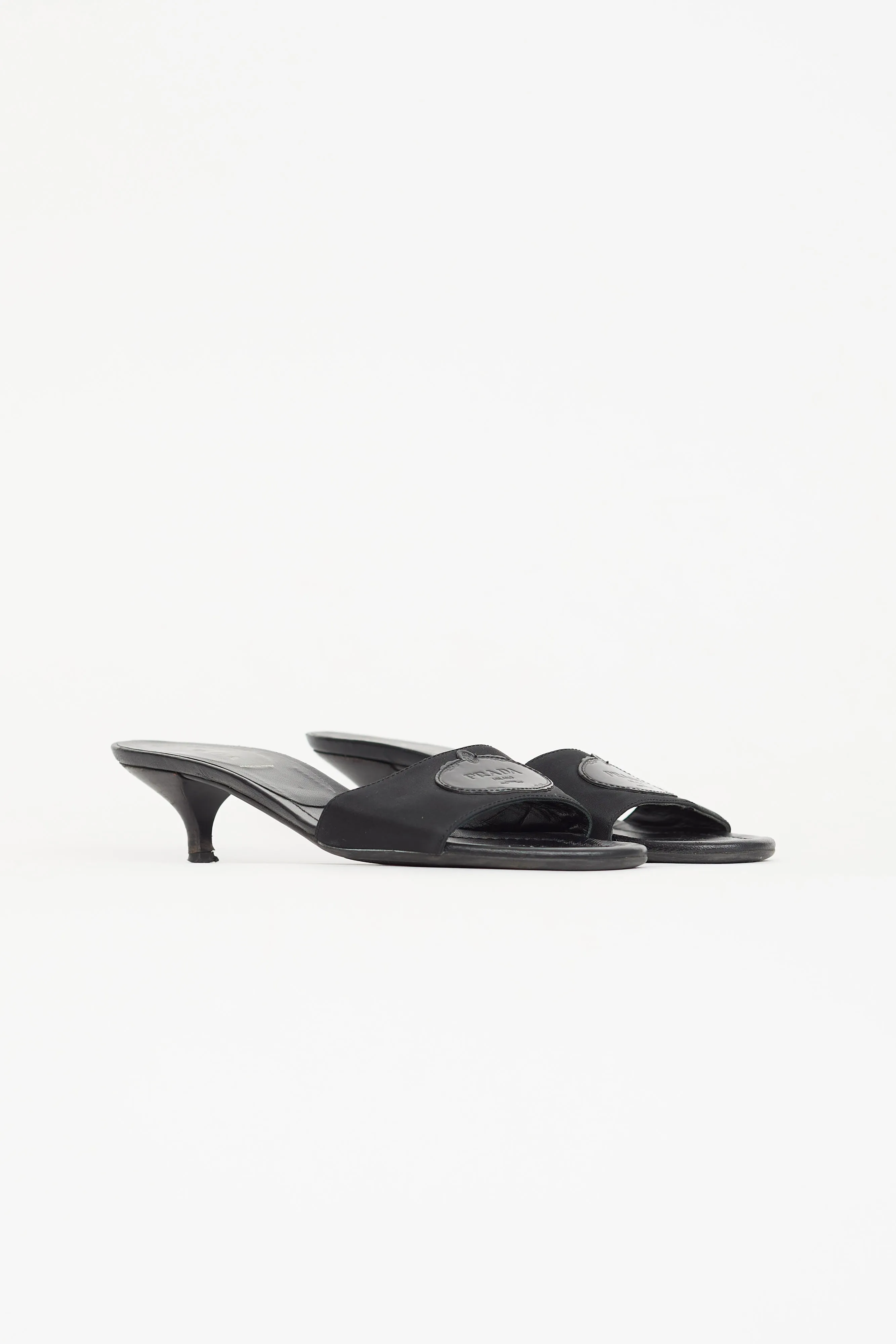 Black Nylon & Leather Logo Sandal