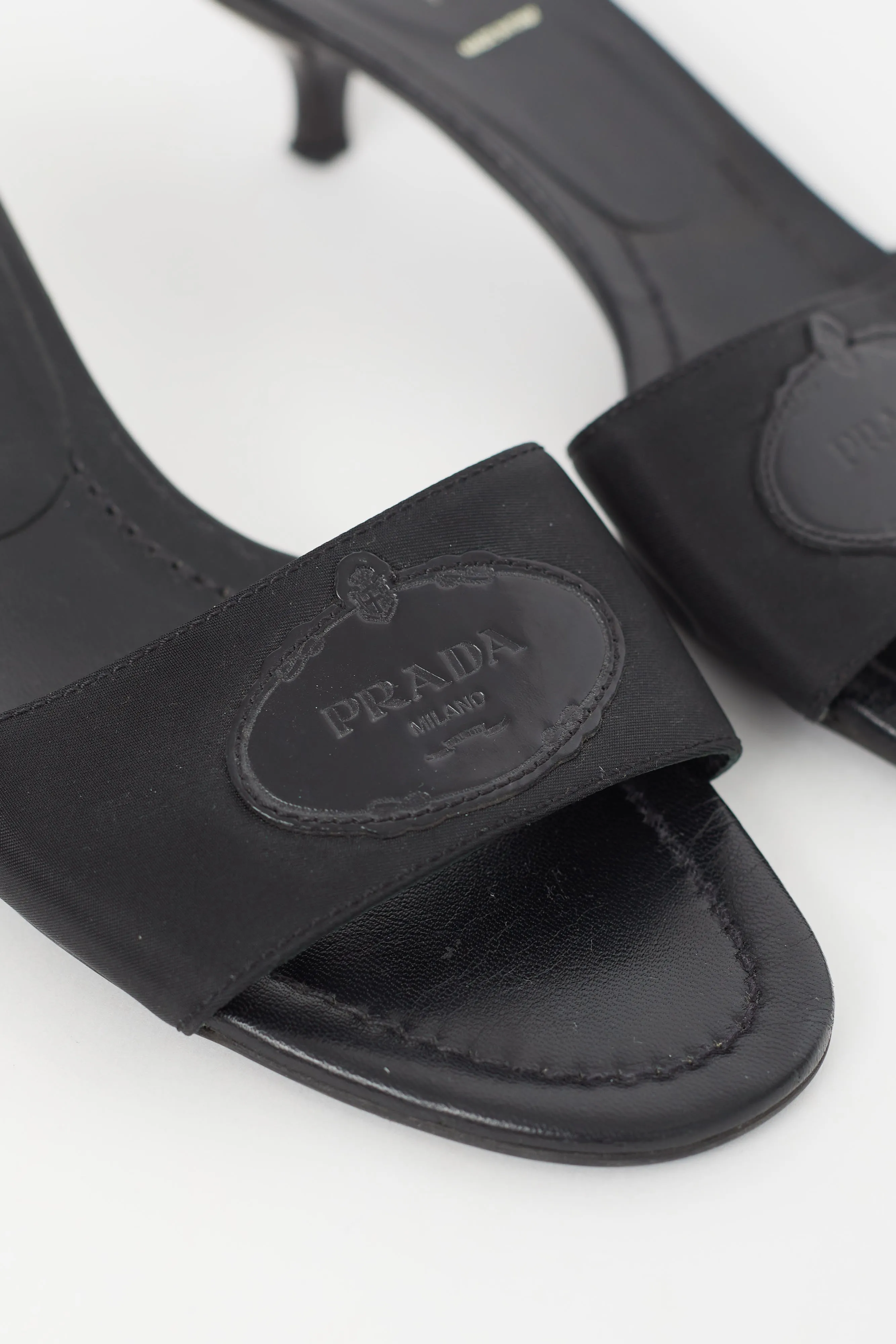Black Nylon & Leather Logo Sandal