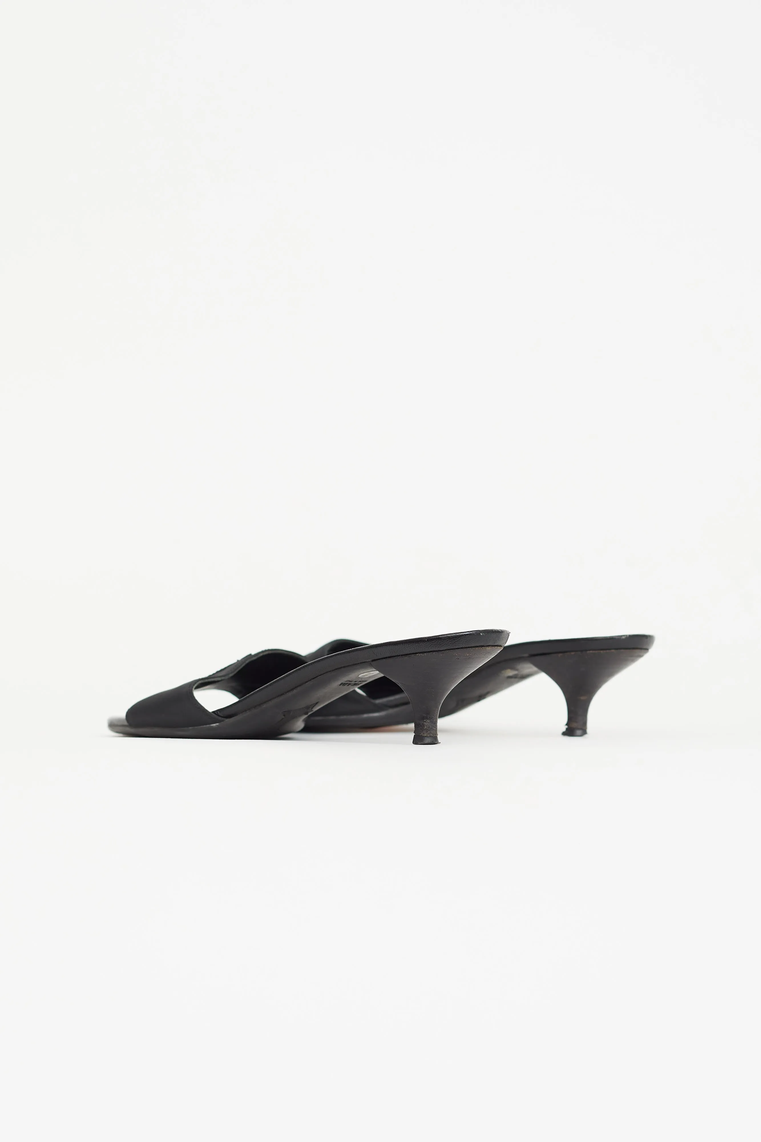 Black Nylon & Leather Logo Sandal