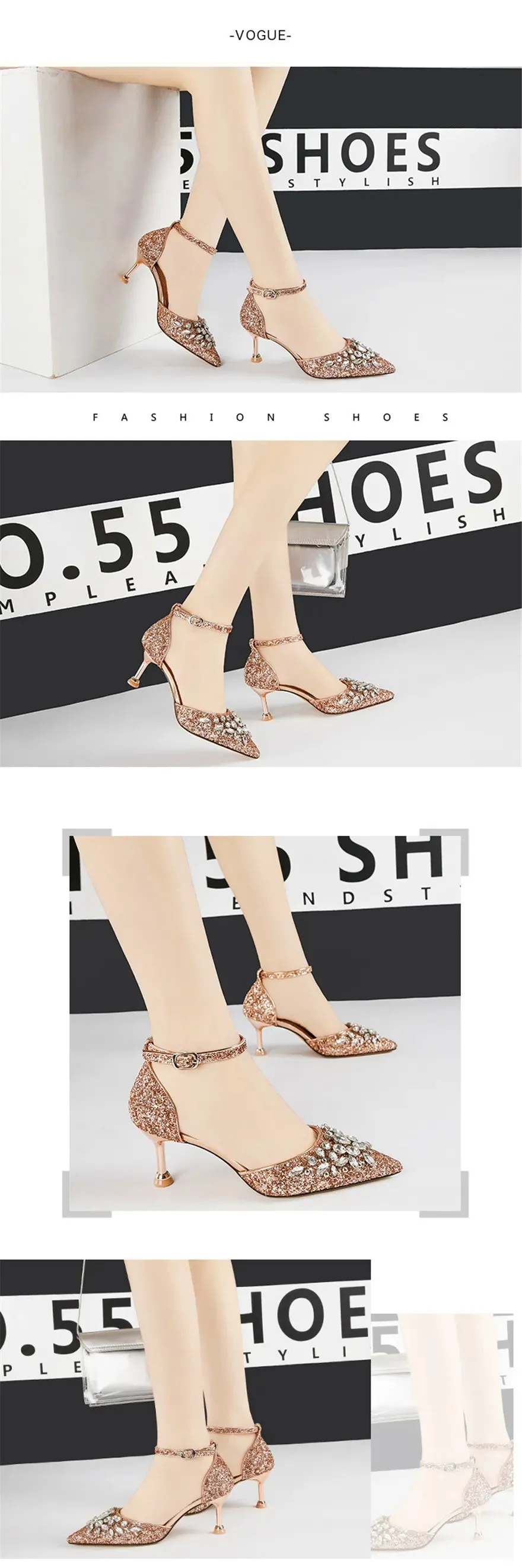 Bling Rhinestone Sequins Heels