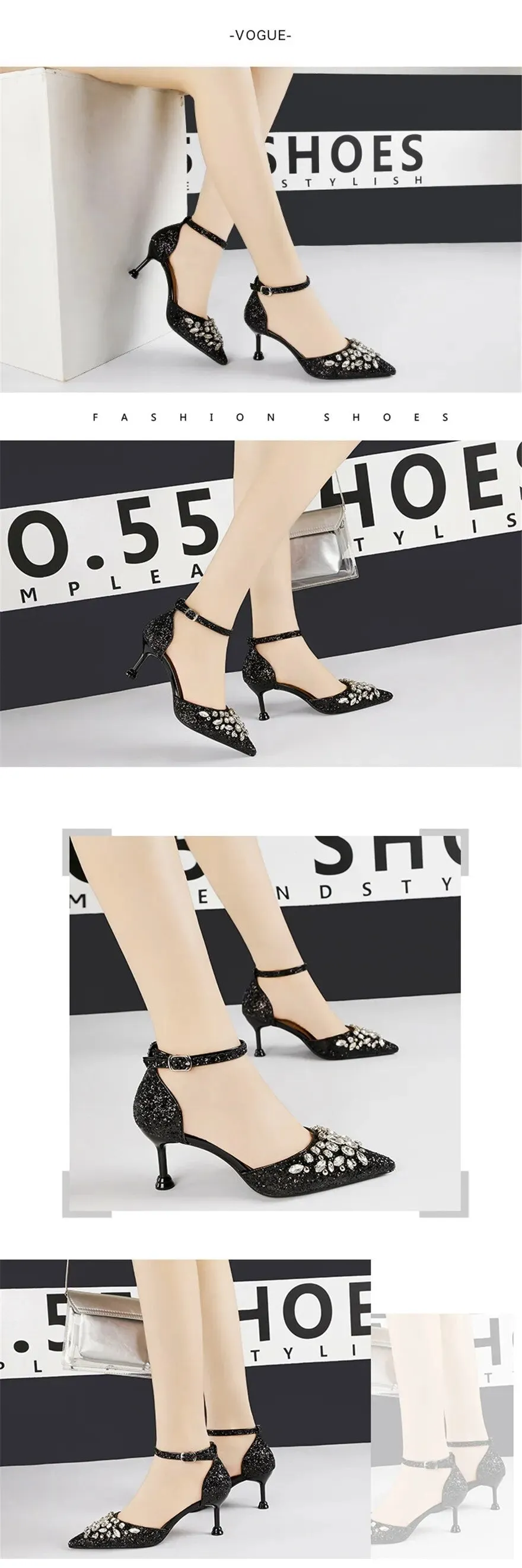 Bling Rhinestone Sequins Heels