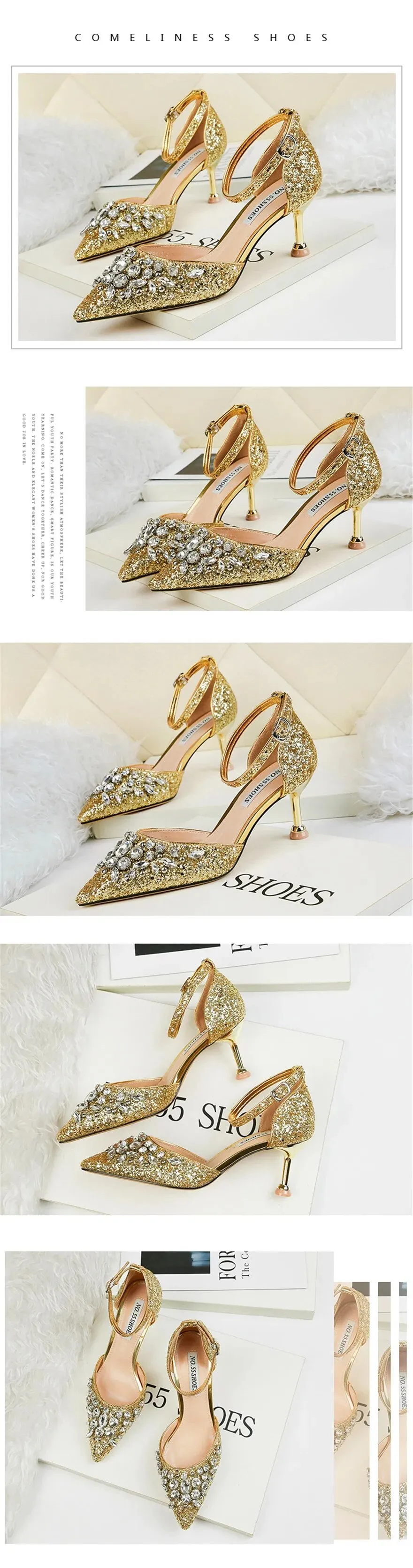 Bling Rhinestone Sequins Heels