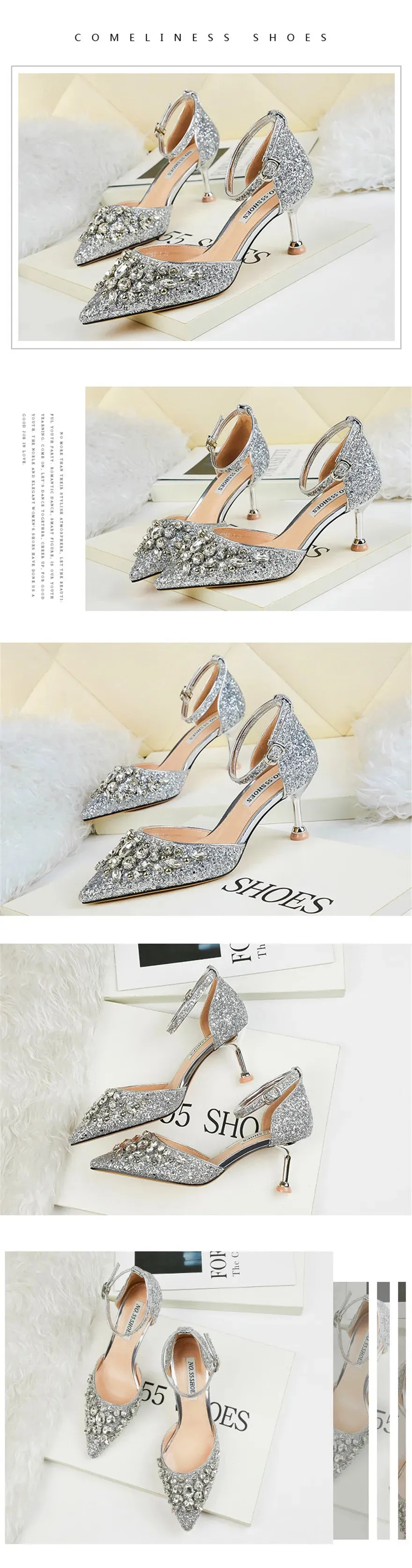 Bling Rhinestone Sequins Heels