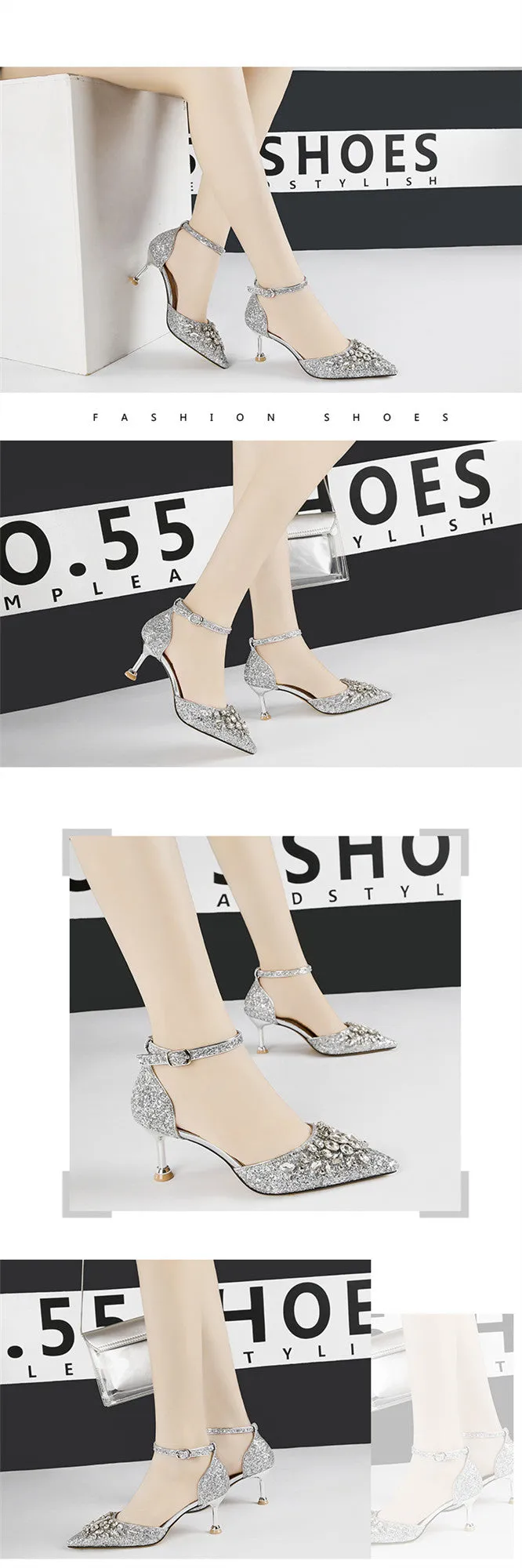 Bling Rhinestone Sequins Heels