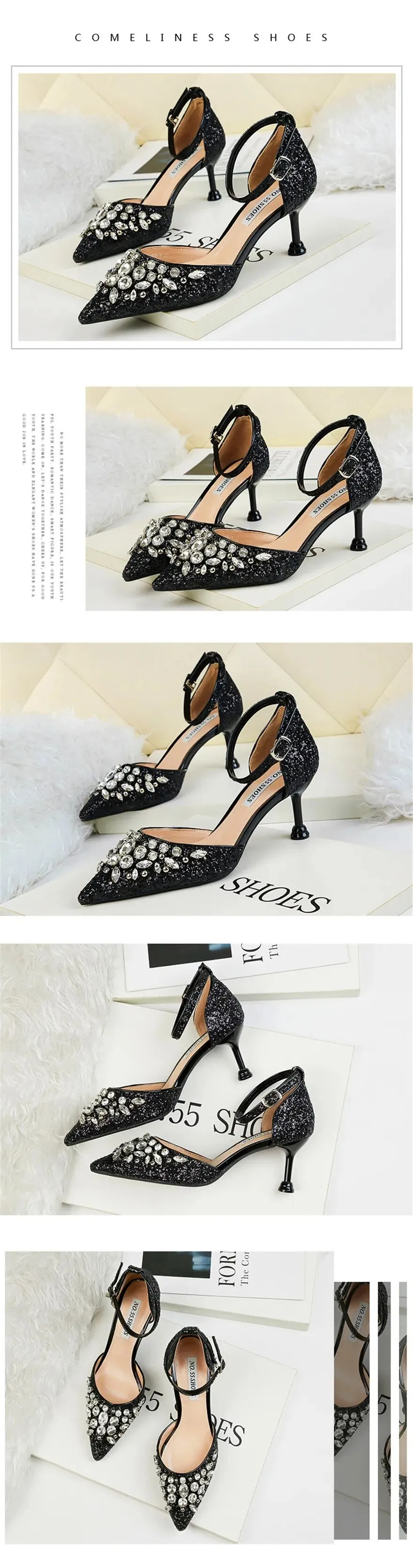 Bling Rhinestone Sequins Heels