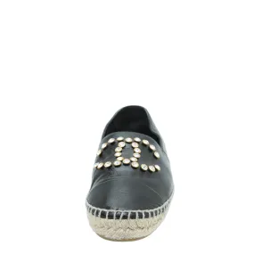 Chanel Black CC Crystal Cap Toe Espadrille 39