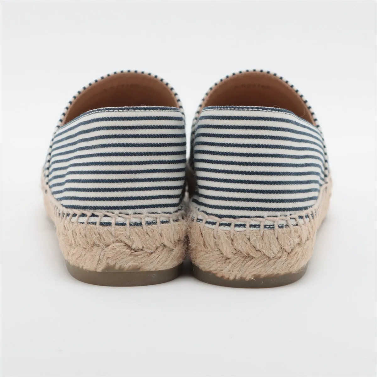 Chanel Coco Leather X Fabric Espadrille 35  Navy X White G29762 Stripe  Bag
