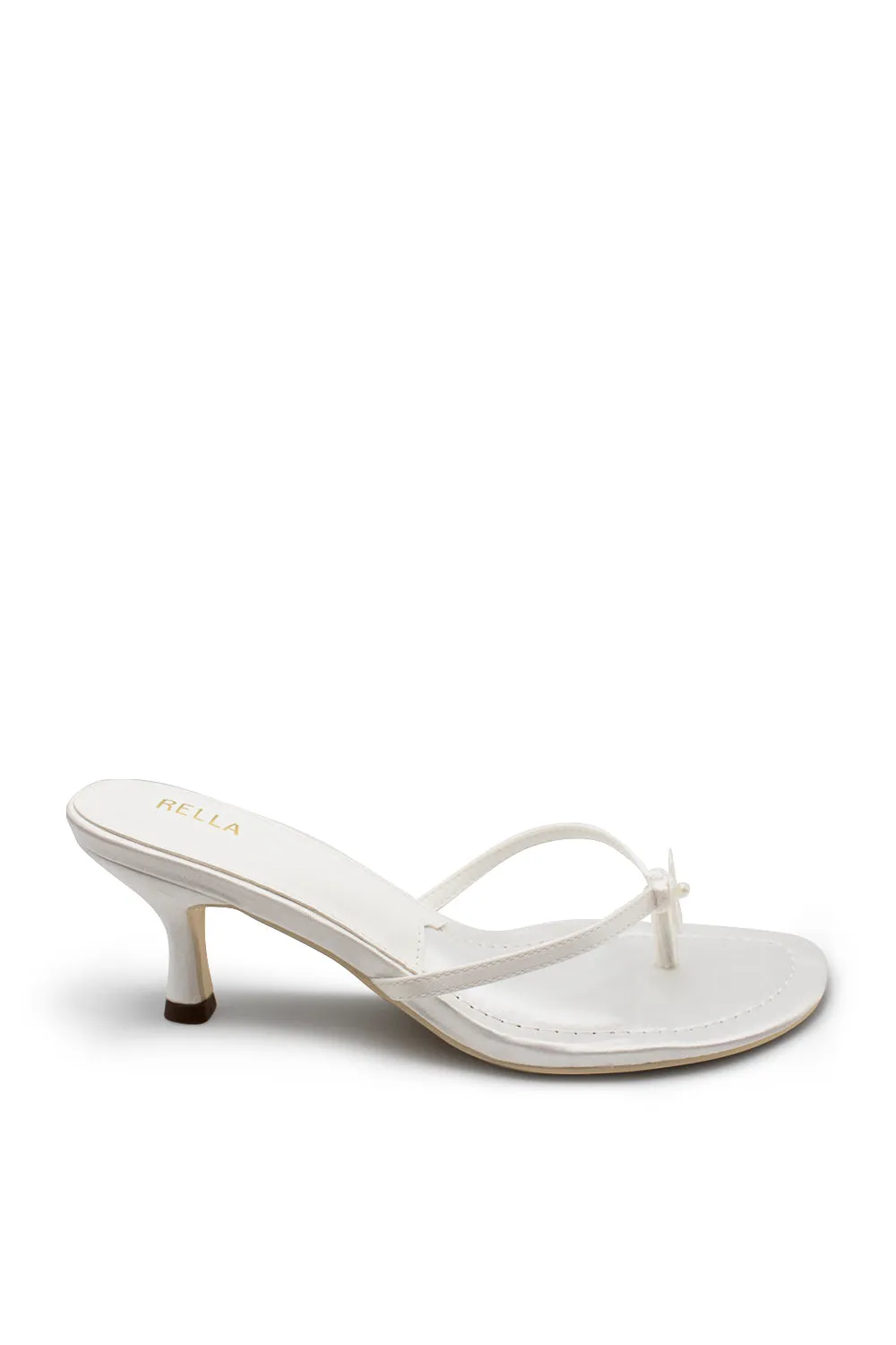 Clara Flower Heel - White Satin
