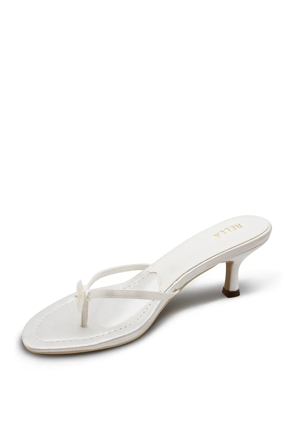 Clara Flower Heel - White Satin