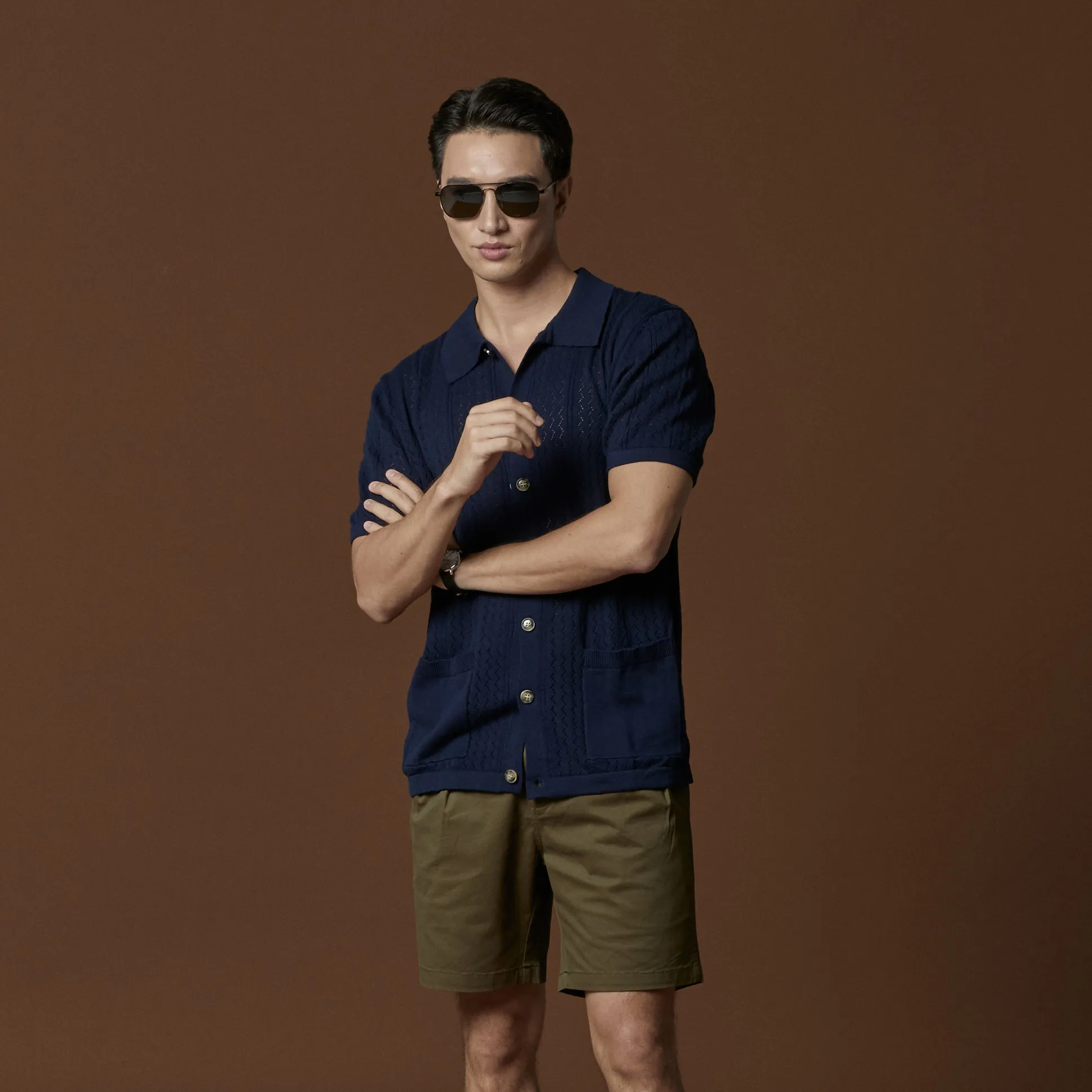 COLLIN KNIT SHIRT - NAVY