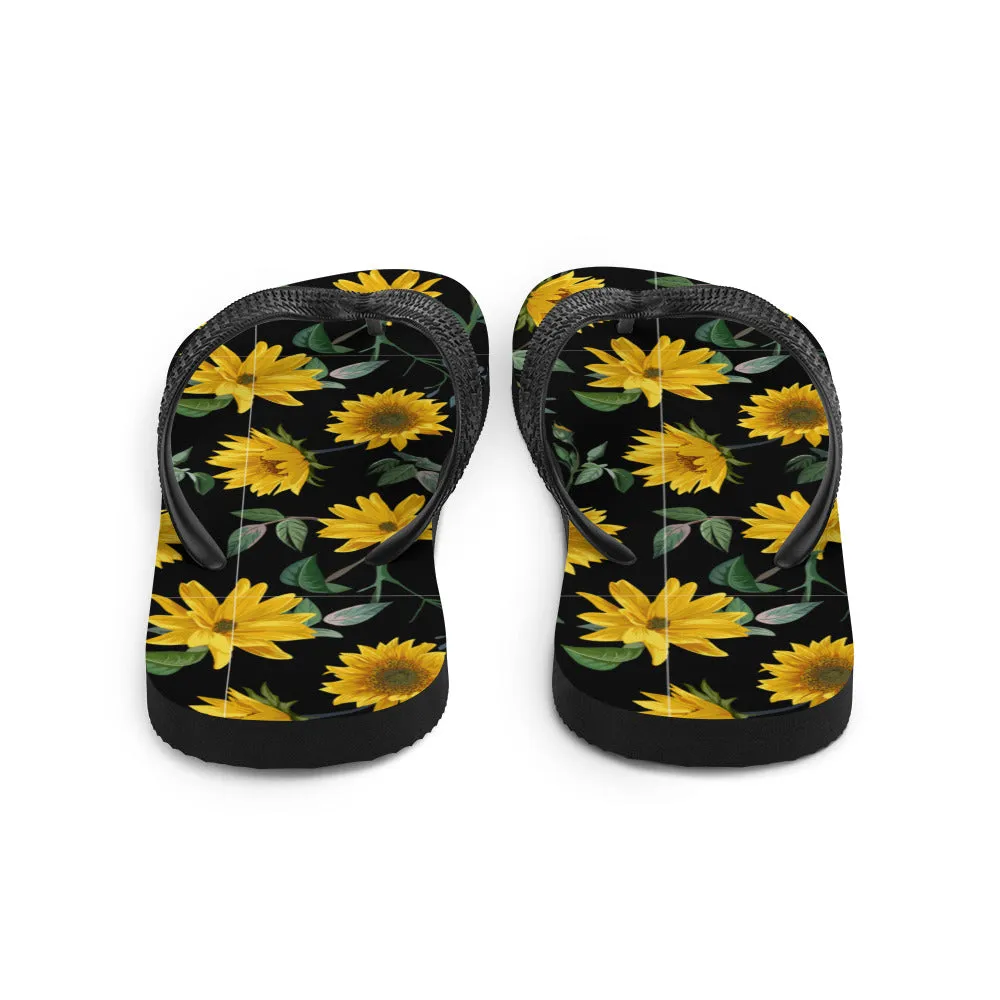 Dark Sunflower Flip-Flops