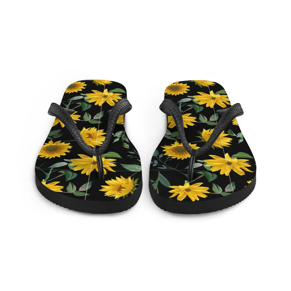 Dark Sunflower Flip-Flops