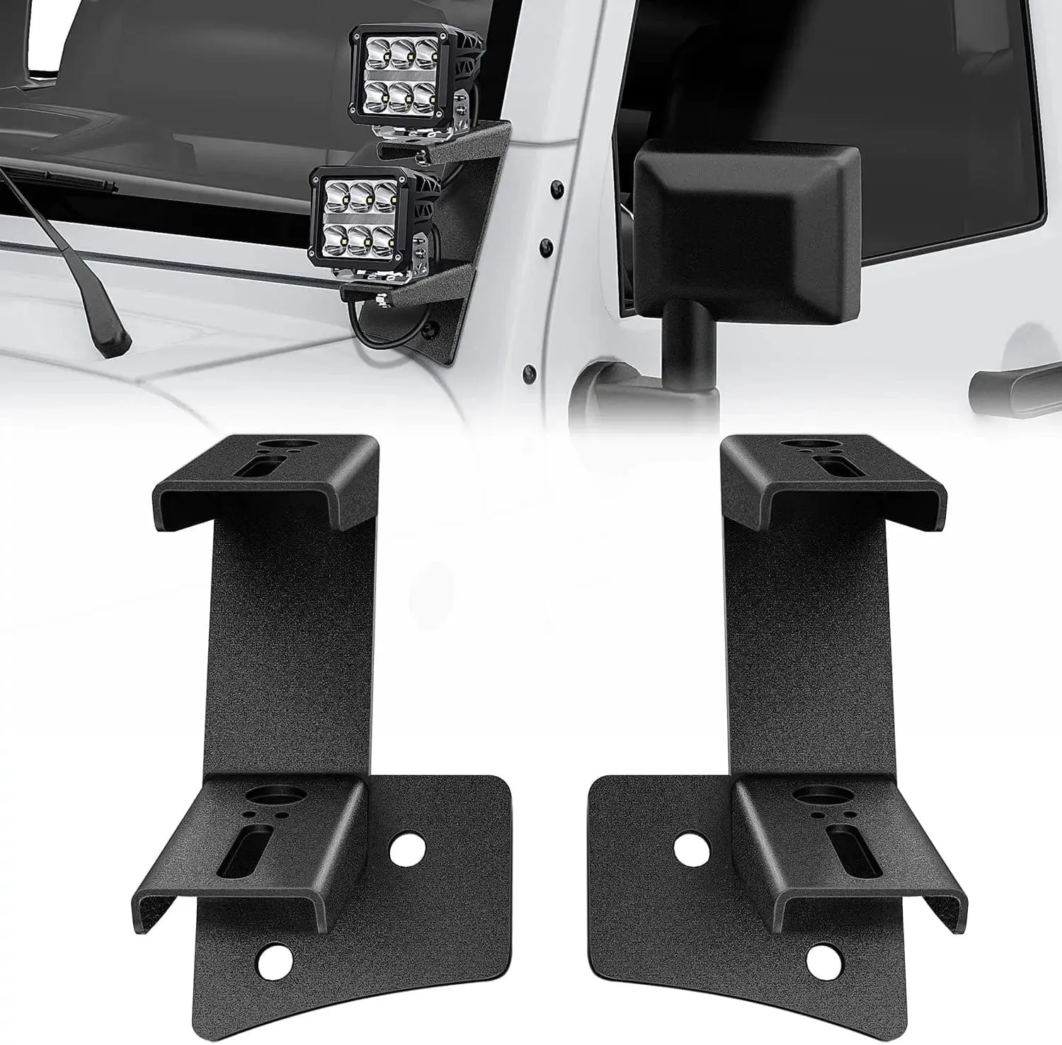 Dual A-Pillar Windshield Hinge Mounts For 2007-2017 Wrangler JK/JKU 2DR 4DR
