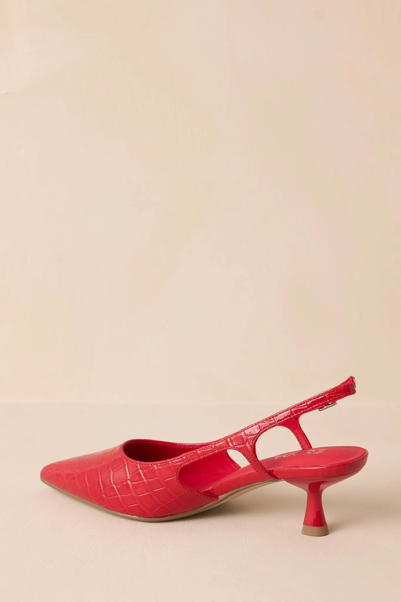 Fiercely Stunned Scarlet Red Slingback Kitten Heels