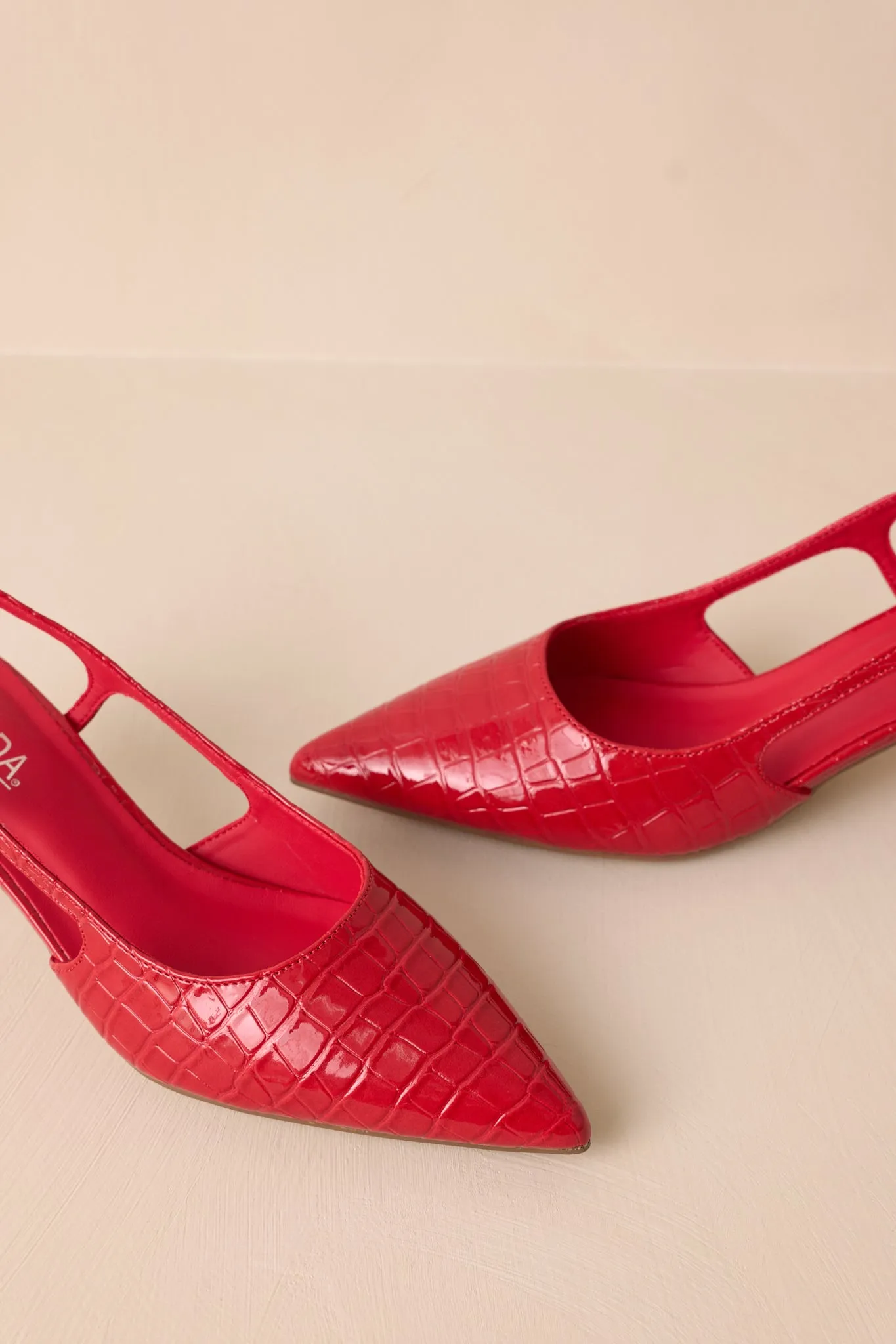 Fiercely Stunned Scarlet Red Slingback Kitten Heels