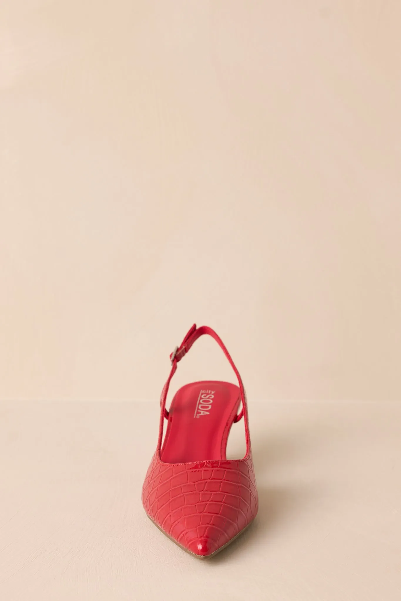 Fiercely Stunned Scarlet Red Slingback Kitten Heels