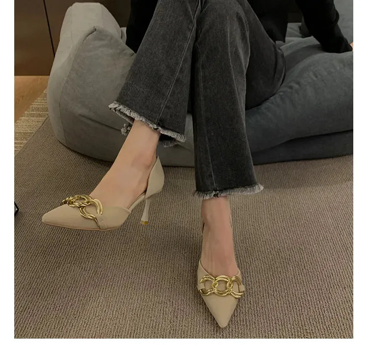 French Pointed Metal Decor heel