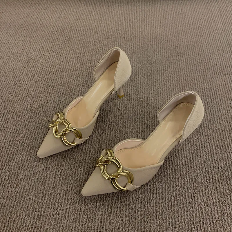 French Pointed Metal Decor heel