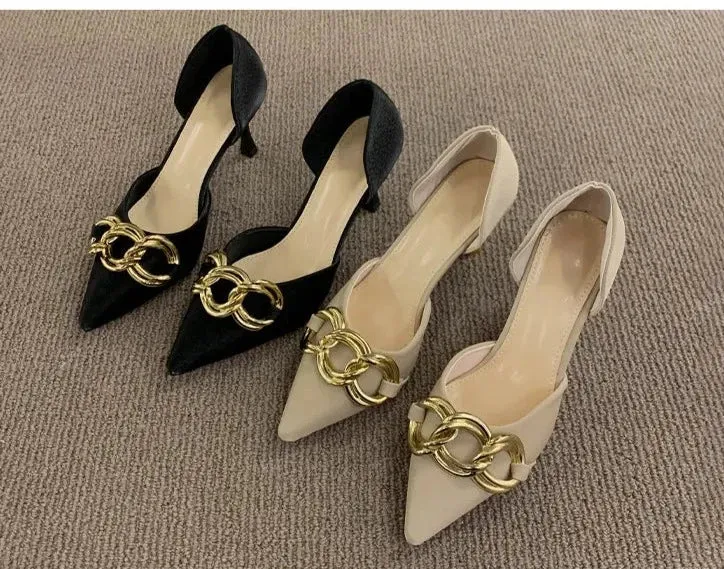 French Pointed Metal Decor heel