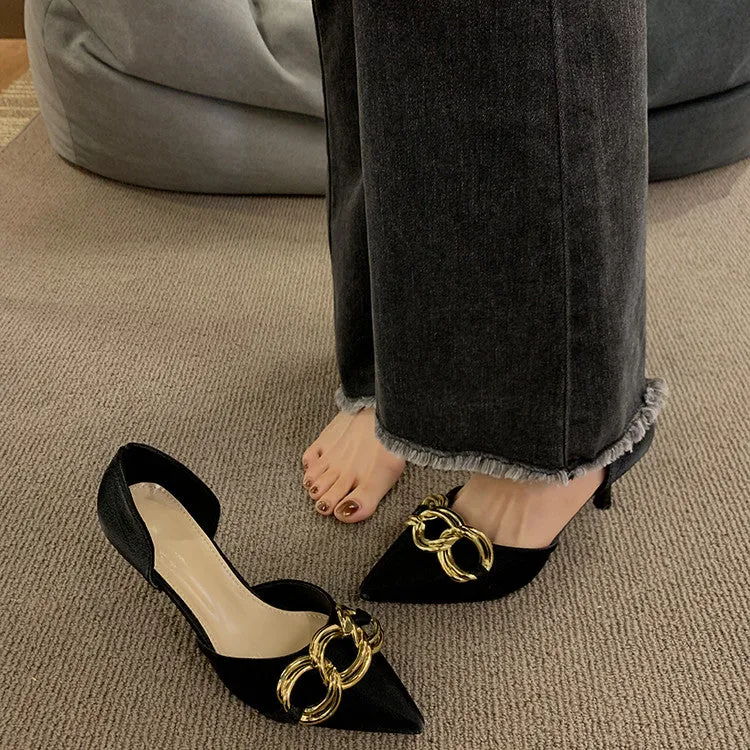 French Pointed Metal Decor heel