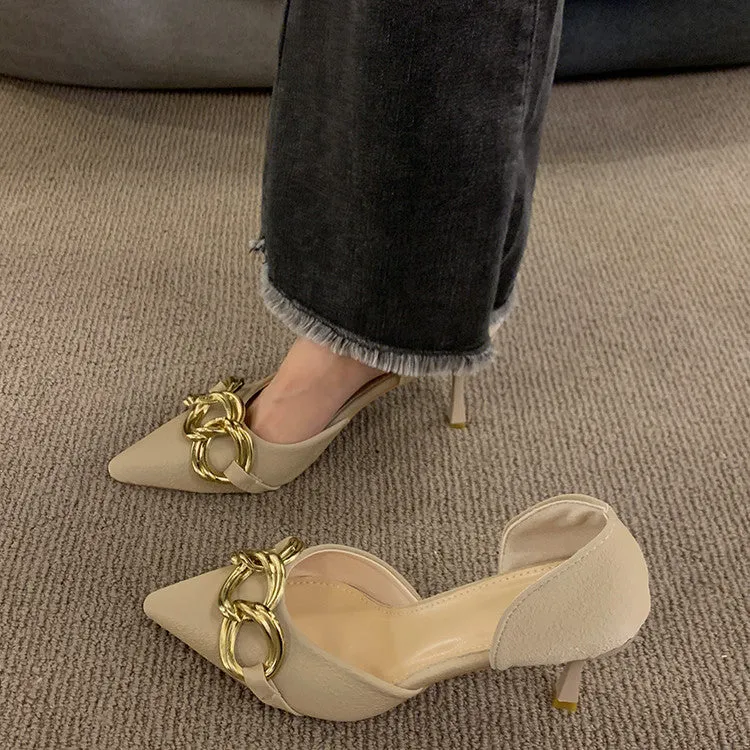 French Pointed Metal Decor heel