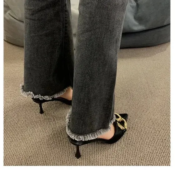 French Pointed Metal Decor heel