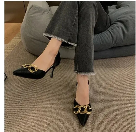 French Pointed Metal Decor heel