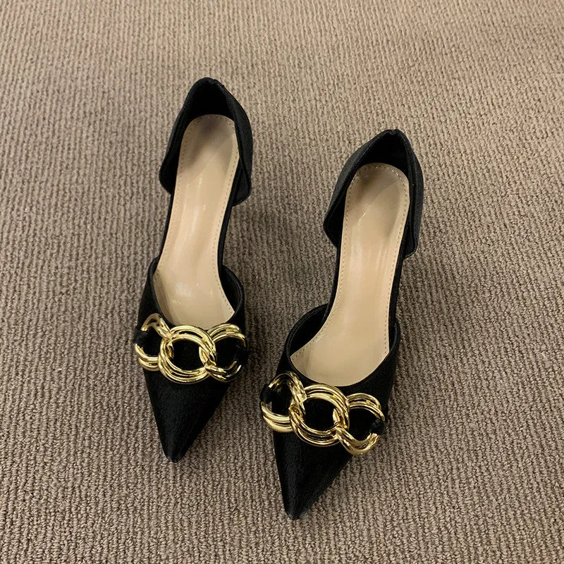 French Pointed Metal Decor heel