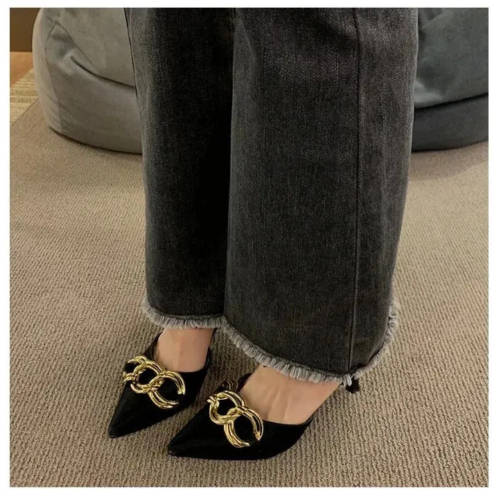 French Pointed Metal Decor heel