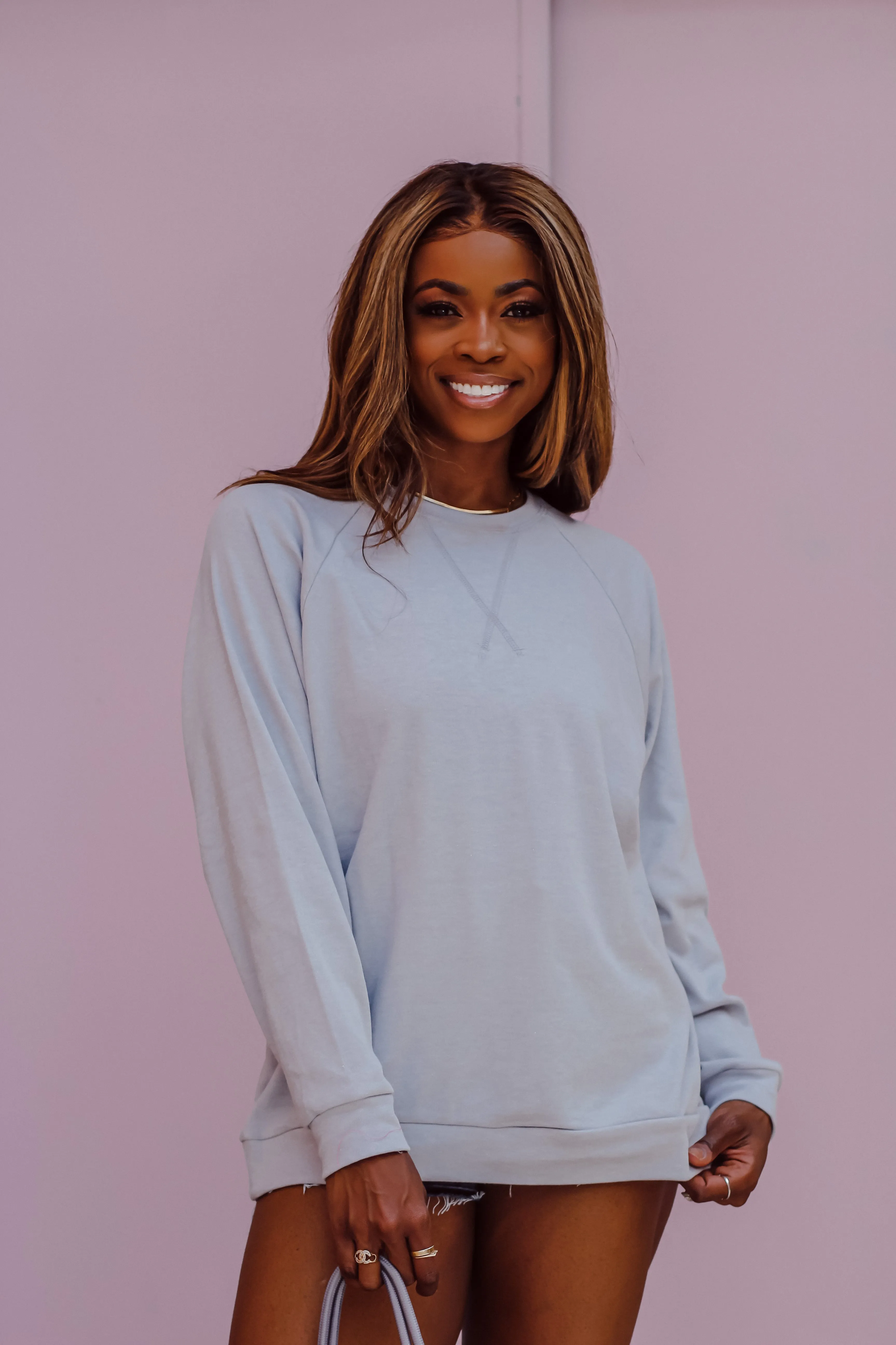 Heather Grey Raglan Sleeve Pullover Top