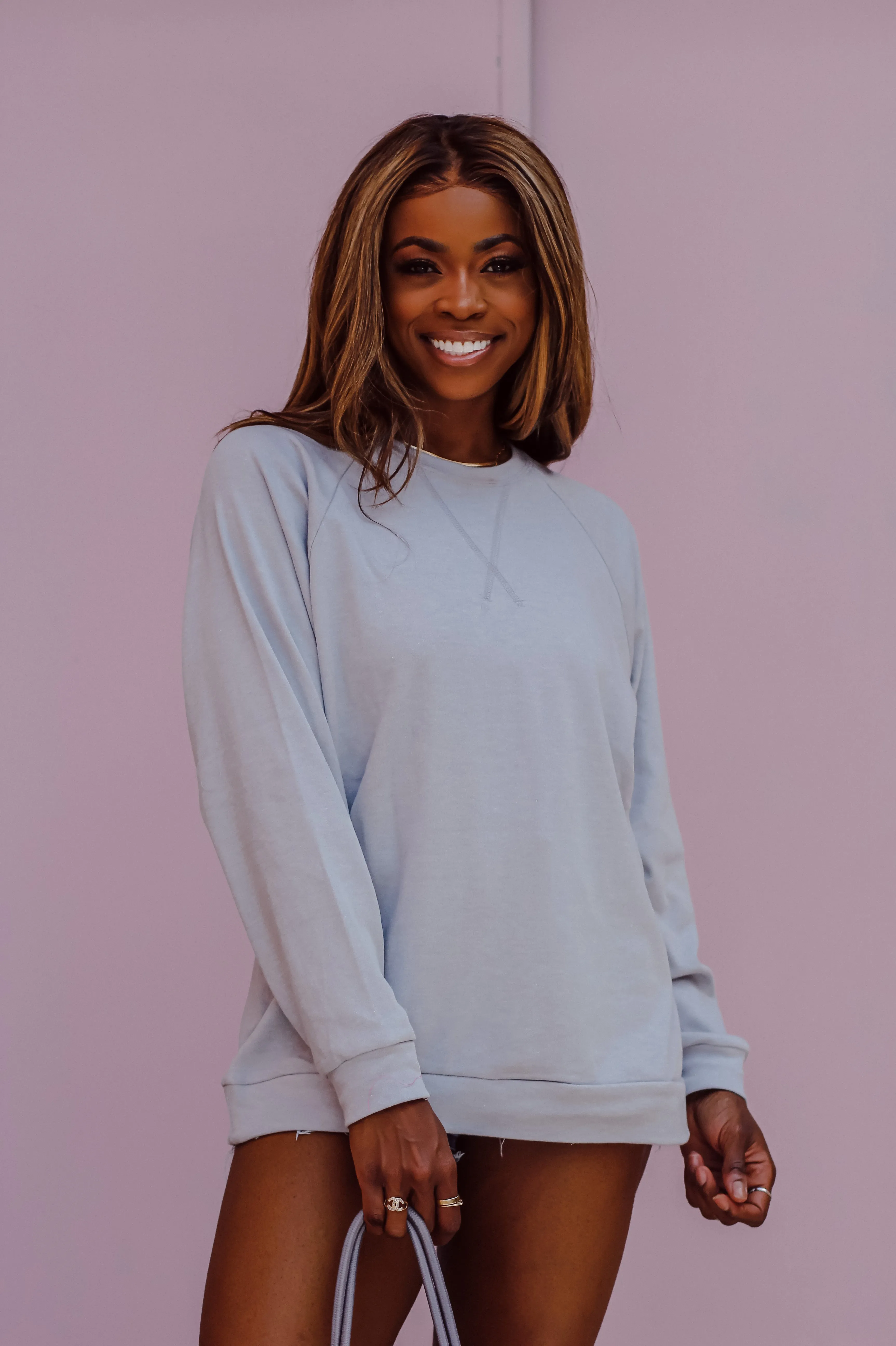 Heather Grey Raglan Sleeve Pullover Top