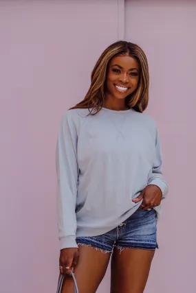 Heather Grey Raglan Sleeve Pullover Top