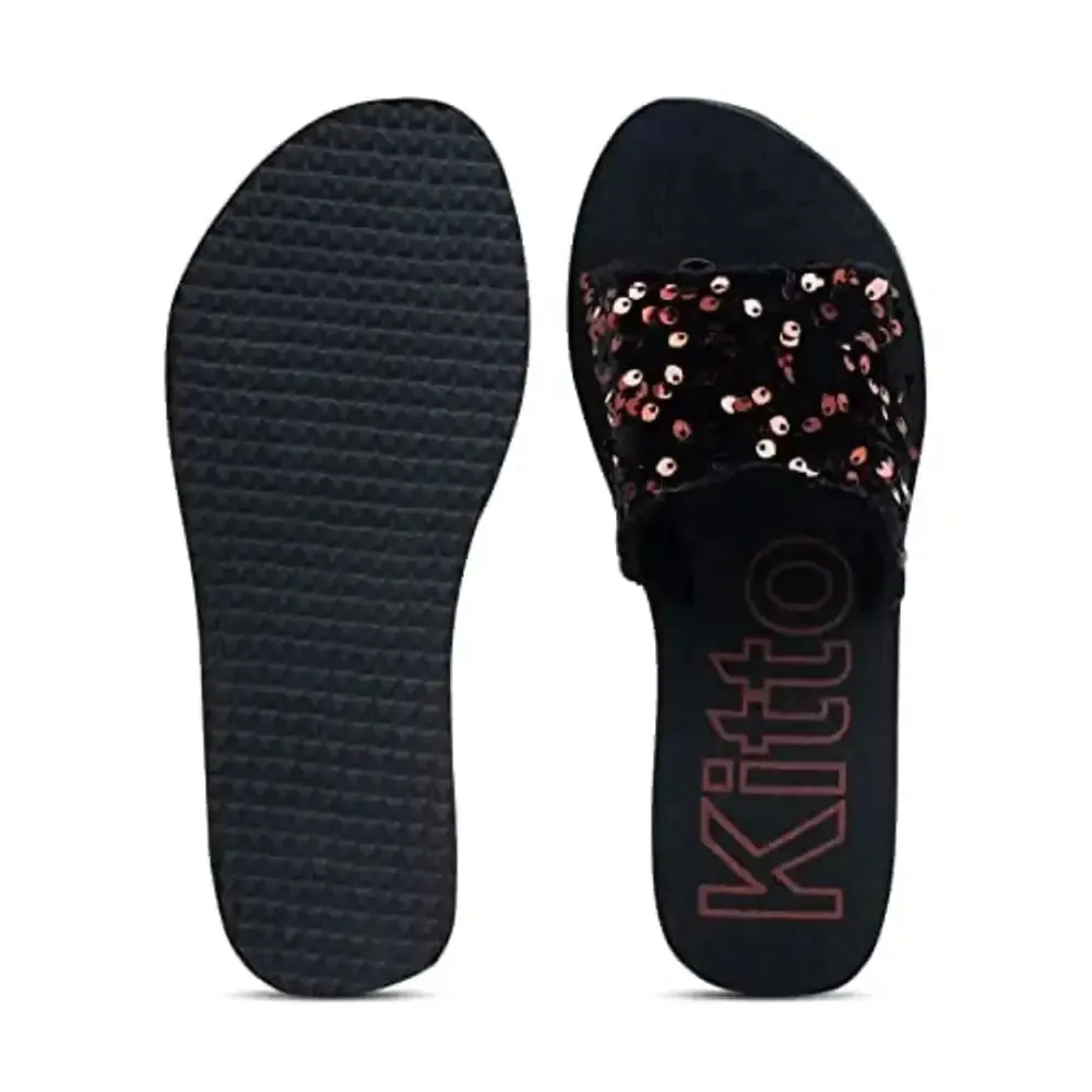 Leemon Black Heel Slides, Slipper for women Girls (Black)
