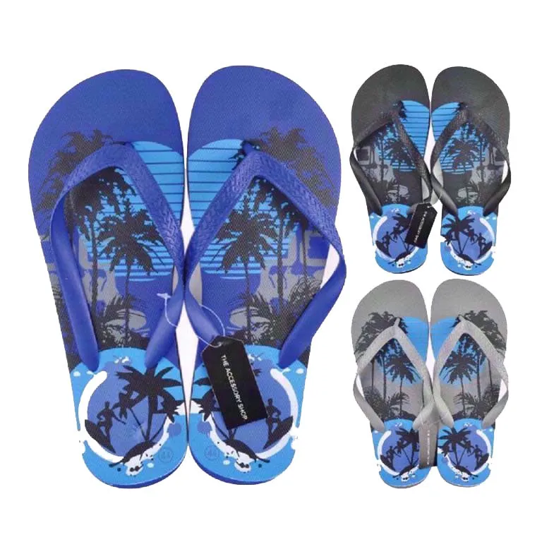 Mens Palm Design Flip Flops