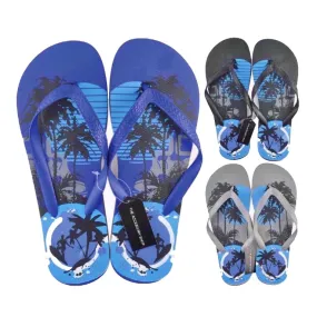 Mens Palm Design Flip Flops