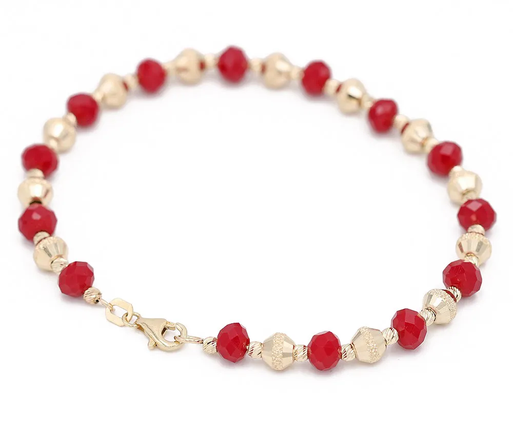 Red Color Stone Beads Bracelet