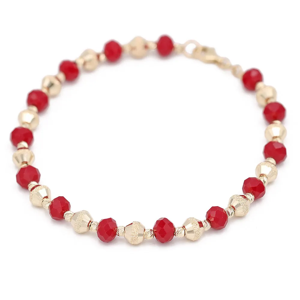 Red Color Stone Beads Bracelet