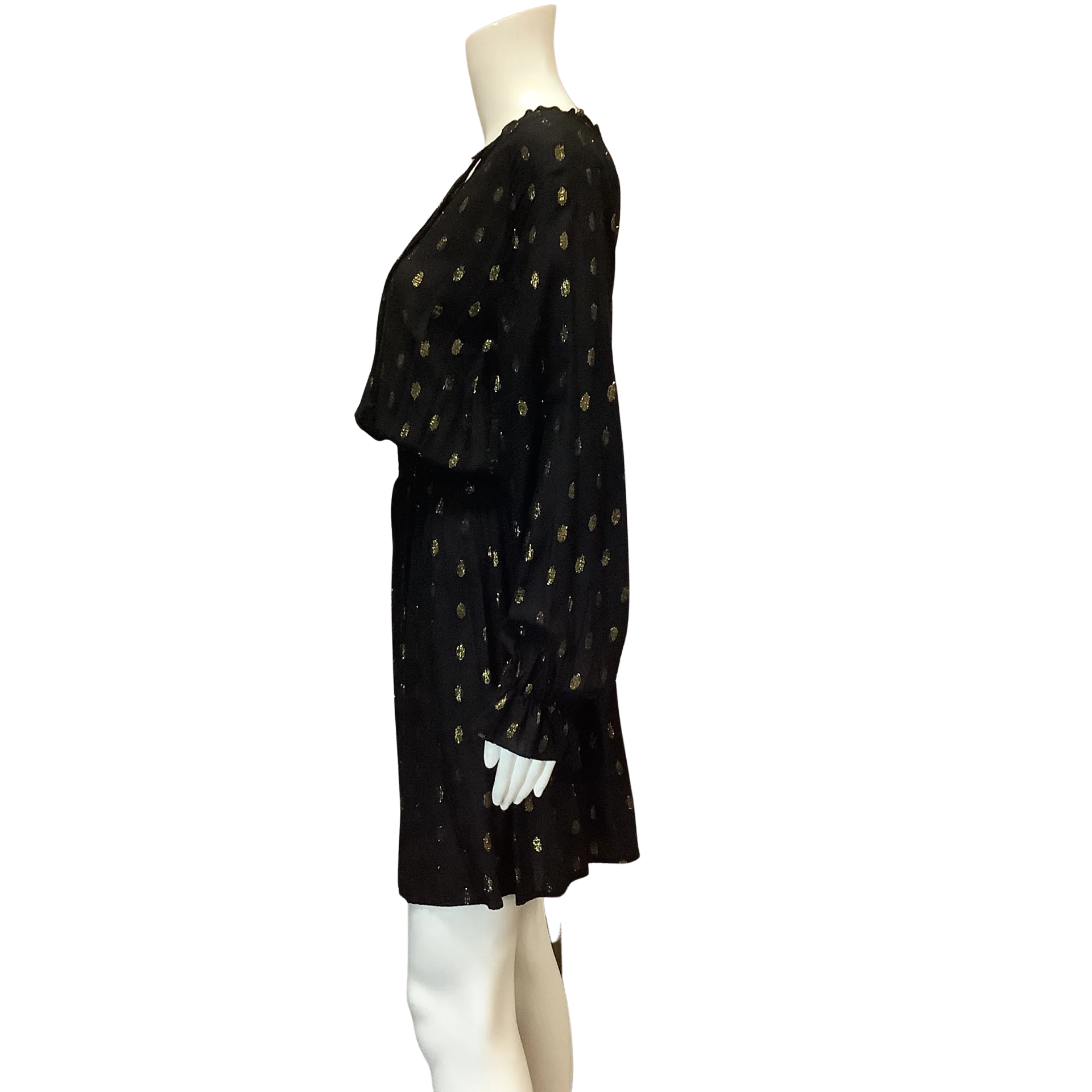 Sparkz Women's Dress Blk/Gold Peasant Mini Size: S